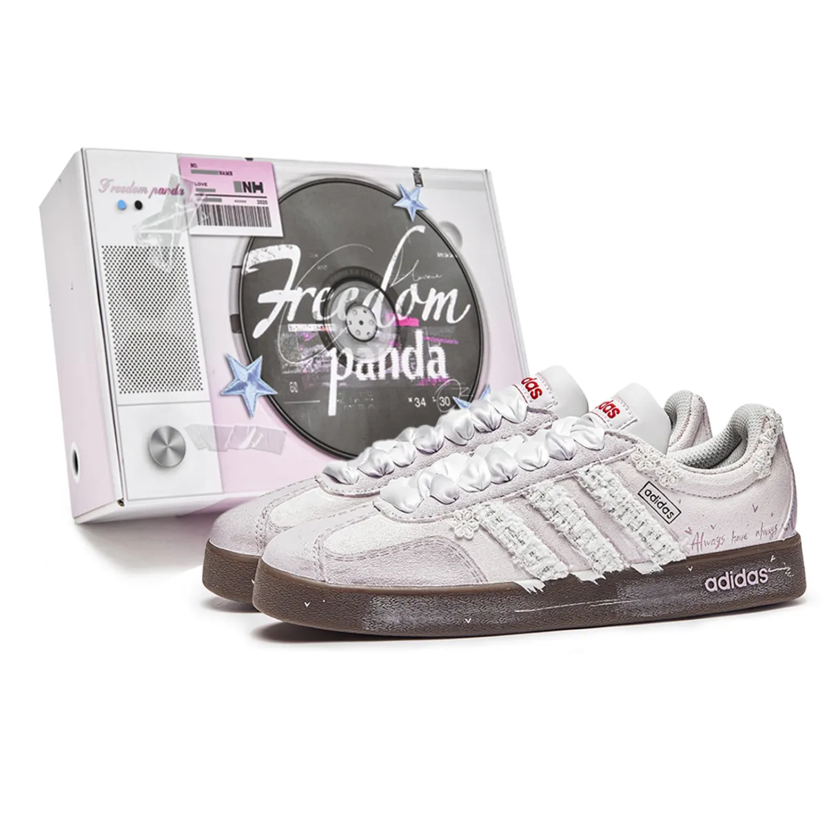Adidas VL COURT 2.0 Lifestyle Freedom Panda, Box, Yam Puree Breathable Low top Skateboard Shoes Unisex