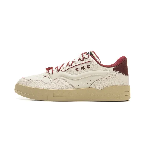 Li Ning 001 BTC 2 Slip Resistant, Abrasion Resistant, Breathable Low top Skateboard Shoes Unisex White Red