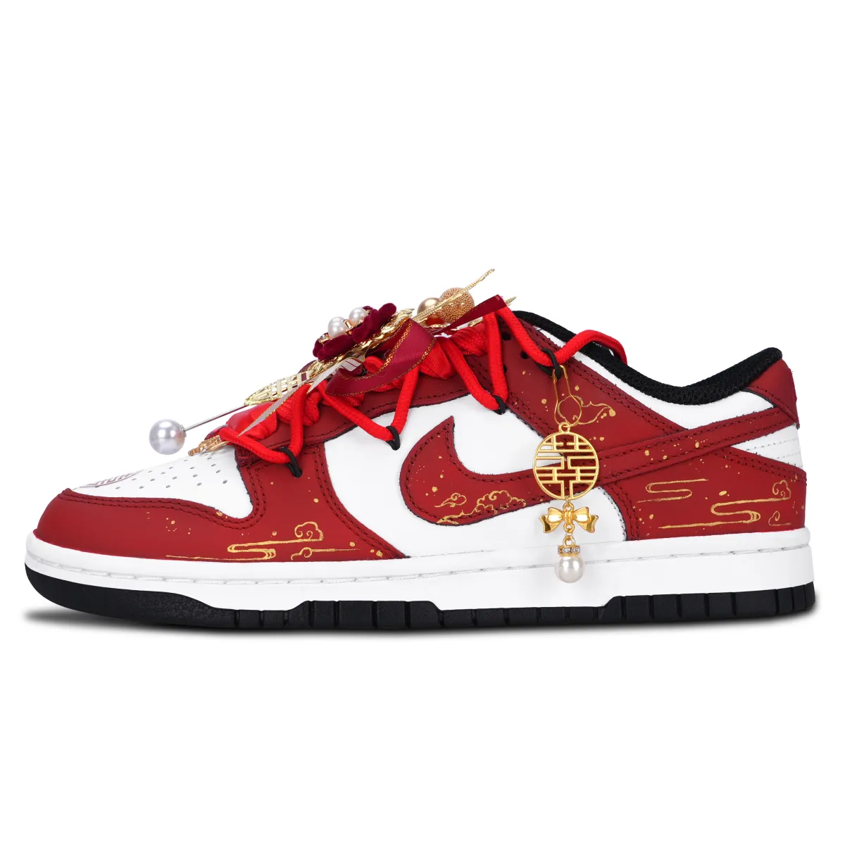 Nike Dunk Black White, Long Xiangshi Abrasion Resistant Abrasion Resistant Low top Skateboard Shoes Unisex Red