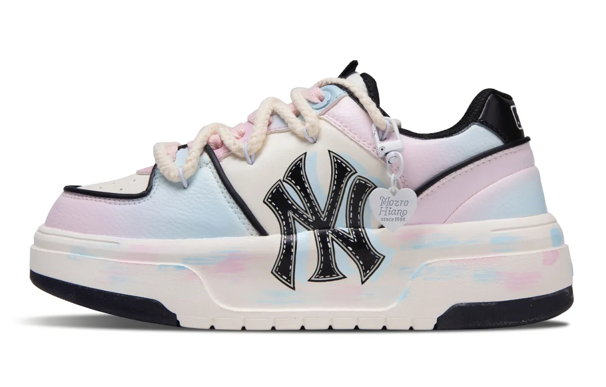 MLB Chunky Liner Pink Blue Floss Abrasion Resistant Abrasion Resistant Low top Skateboard Shoes Unisex Blue Pink