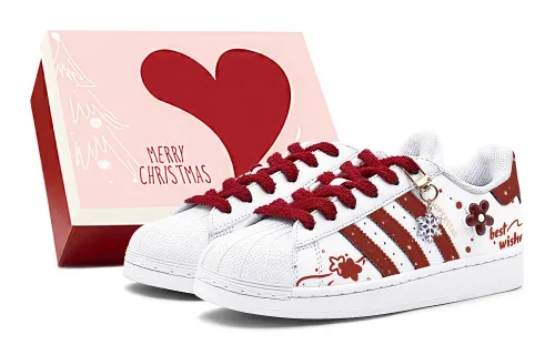 Adidas Originals SUPERSTAR Slip Resistant Abrasion Resistant Low top Skateboard Shoes Unisex White Red