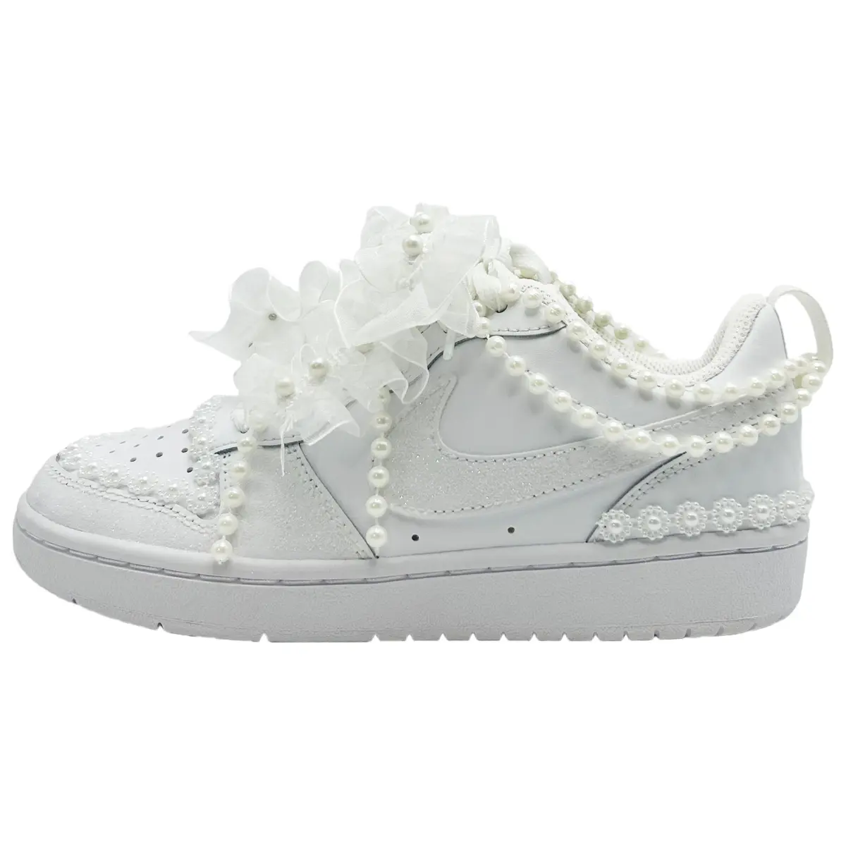 Nike Court Borough Pure White Yarn Bridal Slip Resistant Slip Resistant Low top Skateboard Shoes Women's White