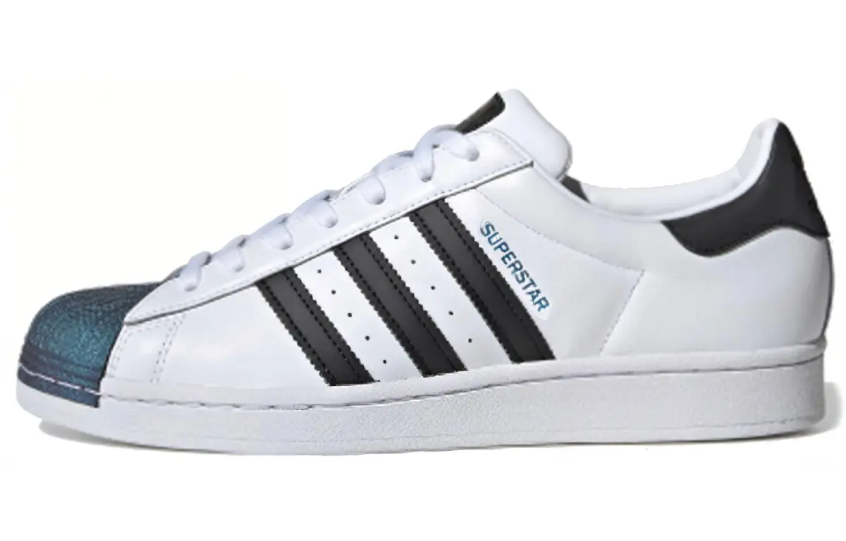 Adidas Originals SUPERSTAR Leather Fashion Cushioning Low top Skateboard Shoes Unisex White Black Blue