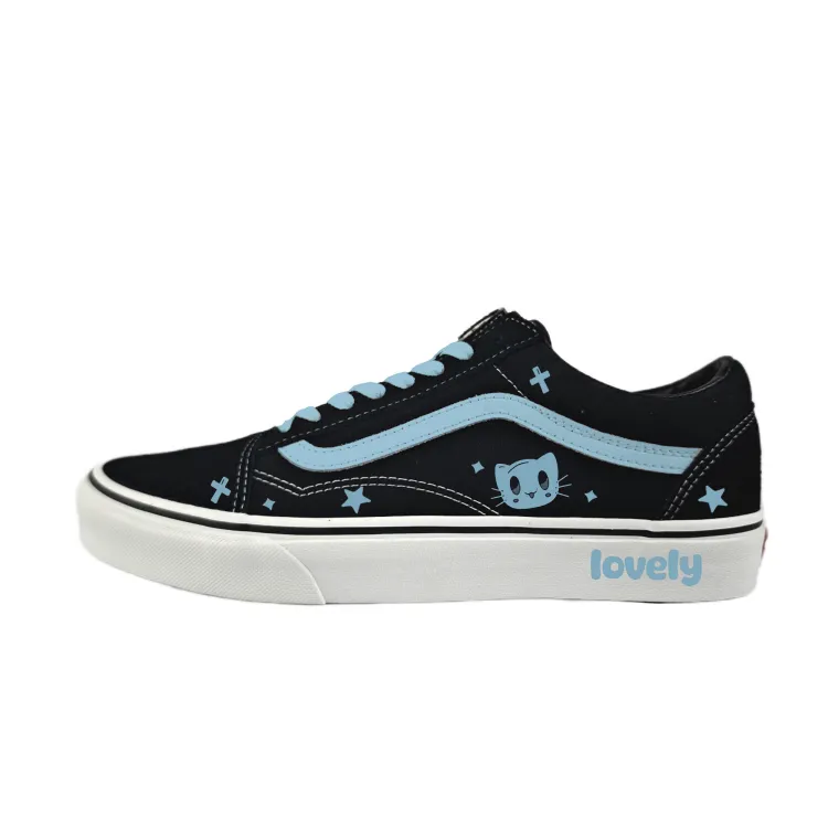 Vans Old Skool Abrasion Resistant Low top Skateboard Shoes Unisex Black Blue