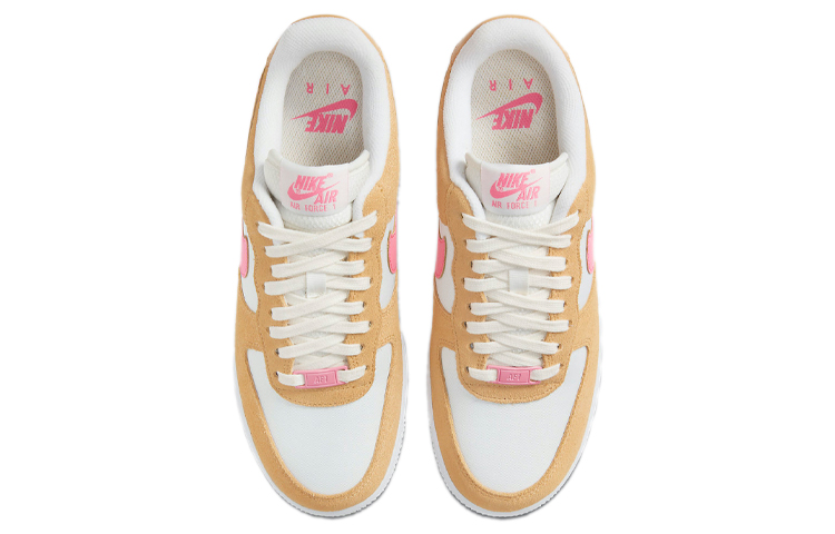 Женские кеды Nike Air Force 1 (желто-розово-белые) — Жёлтыйрозовыйбелый — фото 4