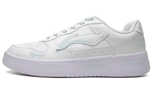 Li Ning Floating Boat Cushioning Height Increasing Slip Resistant Low top Skateboard Shoes Men's White