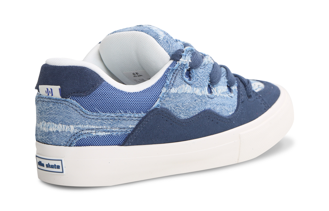Ollieskate Slip Resistant Cushioning Abrasion Resistant Low top Skateboard Shoes Unisex Denim Blue