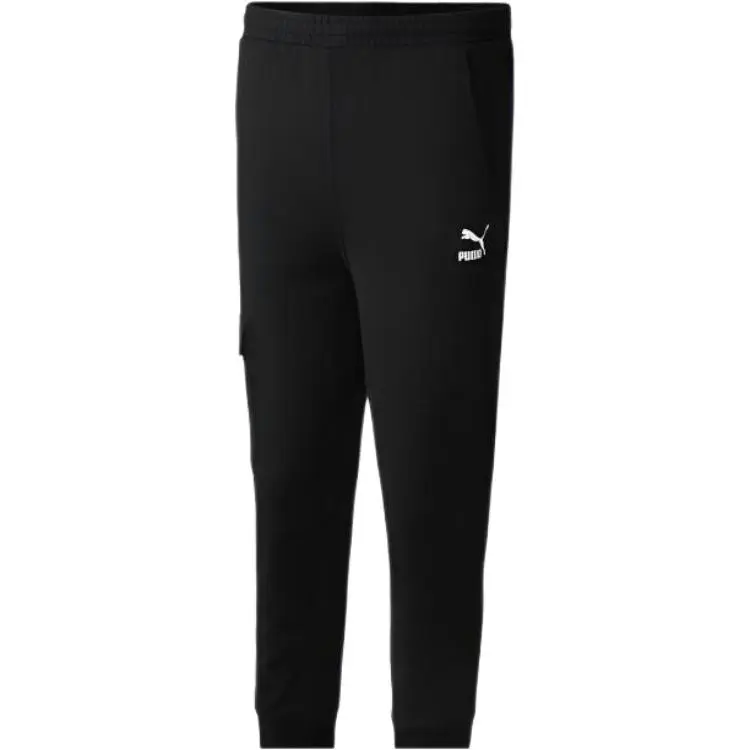 PUMA Knitted Sweatpants Men's Black Moderate Cuffed Pants