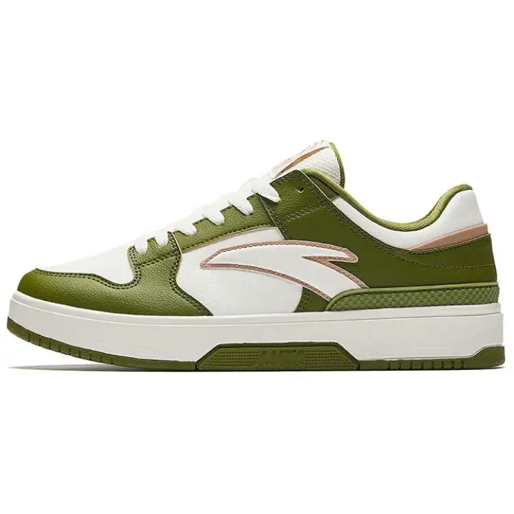 Anta Classic Color Block Slip Resistant Cushioning Abrasion Resistant Low top Skateboard Shoes Men's White Green