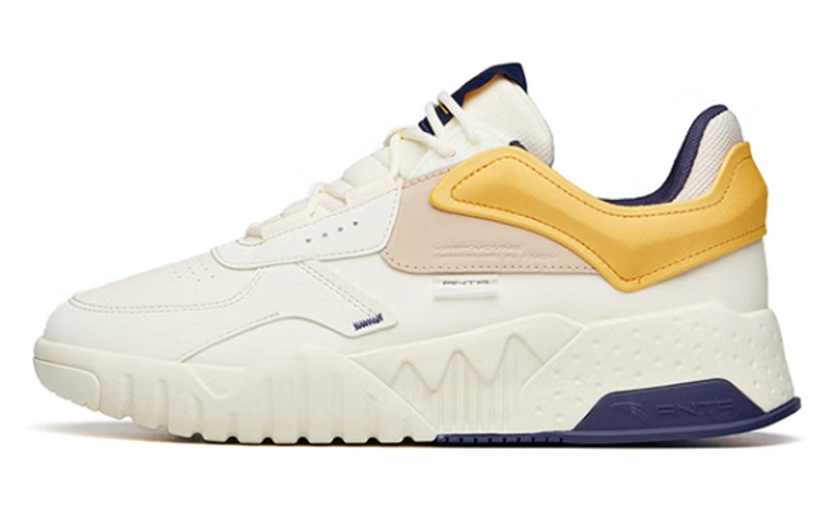 Anta Casual Abrasion Resistant Low top Skateboard Shoes Men's White Yellow