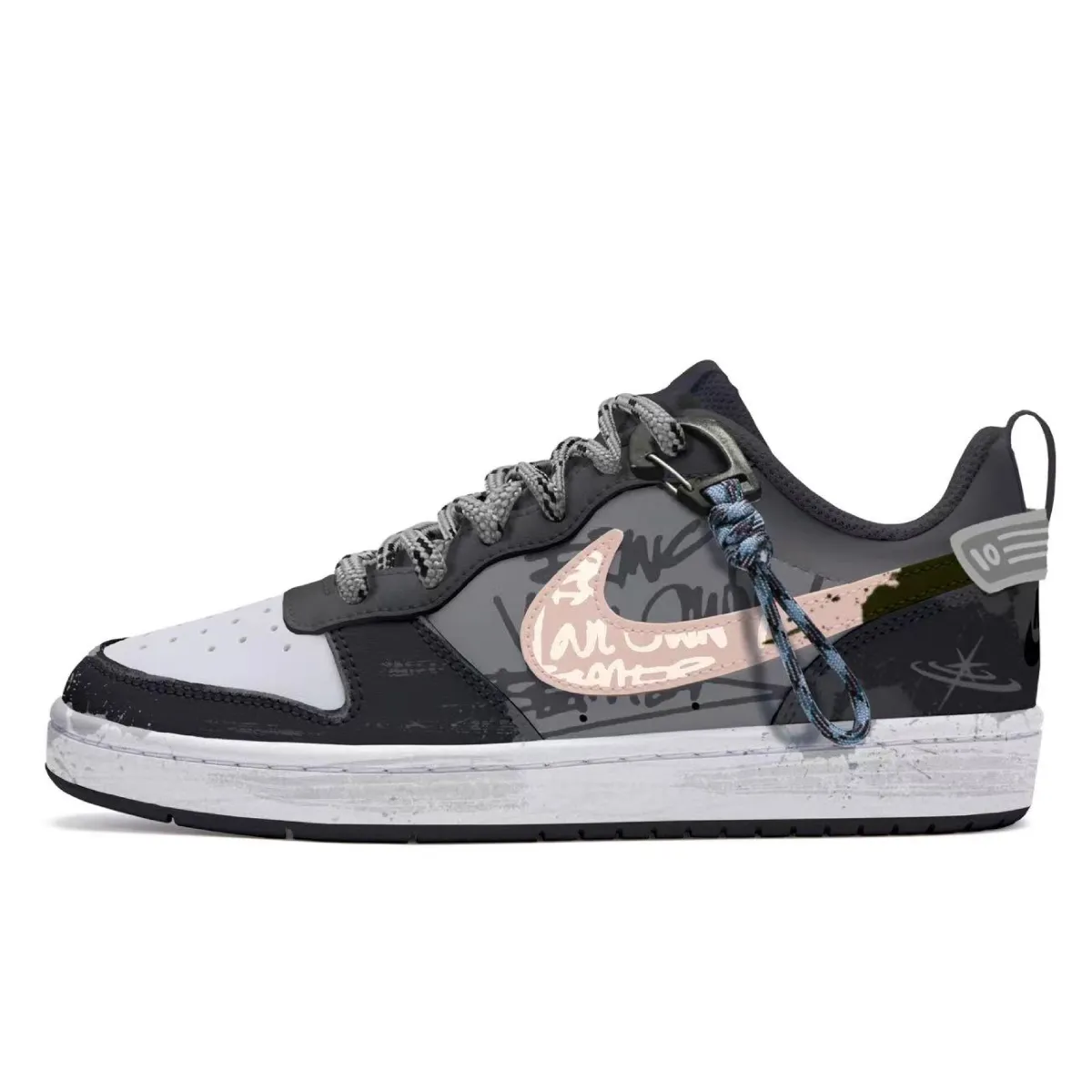 Nike Court Borough Low 2 Slip Resistant Abrasion Resistant Low top Skateboard Shoes GS Black Pink
