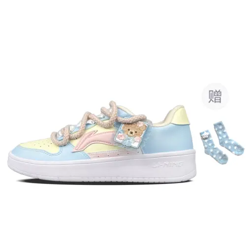 Li Ning Floating Boat Slip Resistant Abrasion Resistant Low top Skateboard Shoes Women's Blue Pink