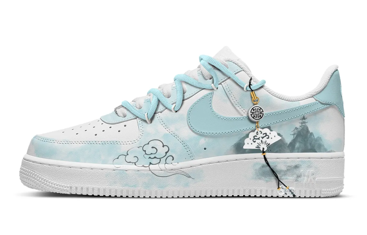 Nike Air Force 1 Abrasion Resistant Low top Skateboard Shoes Men's Cyan