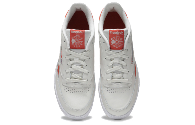 Кеды Reebok Club C Revenge (бело-коричнево-оранжевые) — Белыйкоричневый / оранжевый — фото 4