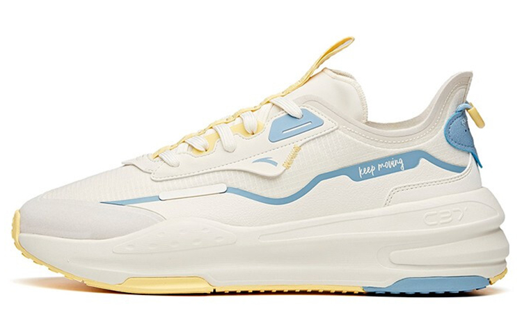 Anta C37 Series Slip Resistant Abrasion Resistant Low top Skateboard Shoes Men's White Blue Yellow