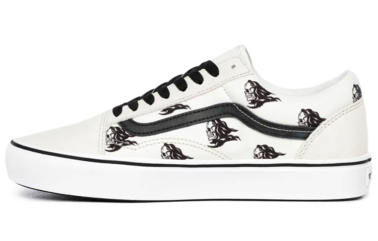 Old Skool Sixty Sixers x Old Skool ComfyCush Vans 'Skull Print - White'