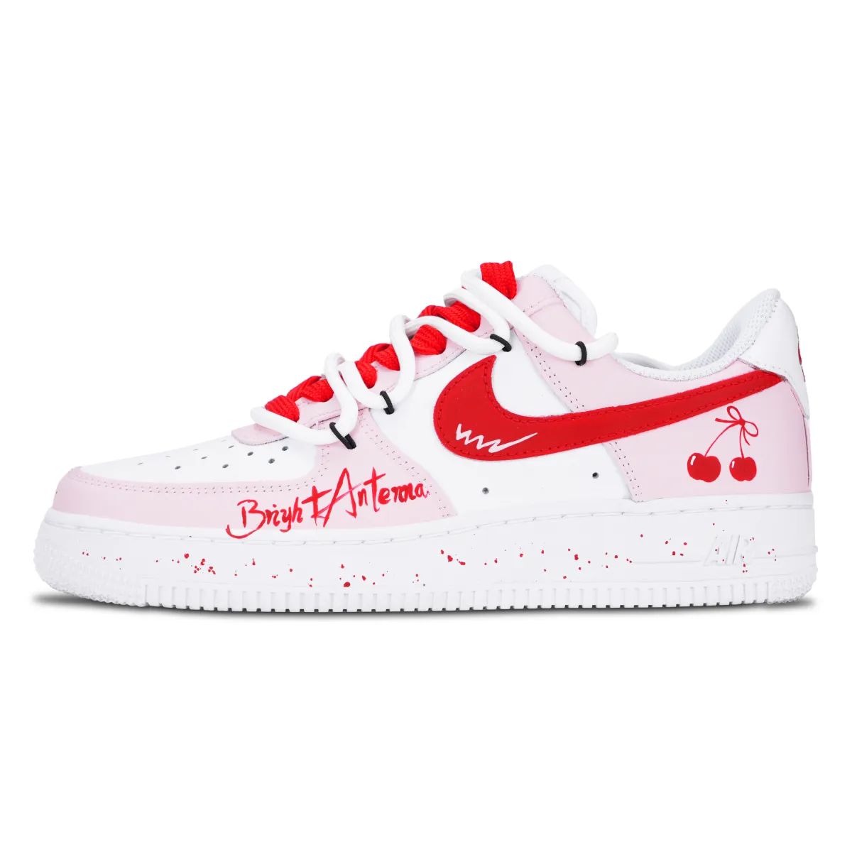 Nike Air Force 1 Red Cherry Abrasion Resistant Abrasion Resistant Low top Skateboard Shoes Women's Pink White