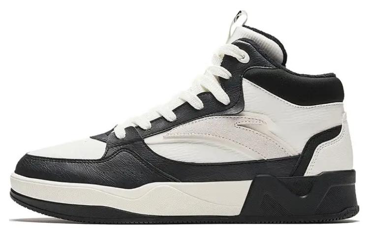 Anta C37 Series Fleece lined Thermal Slip Resistant High top Skateboard Shoes Men's Black White