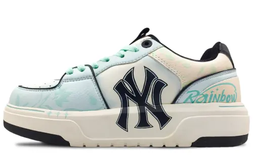 MLB Chunky Liner Abrasion Resistant Height Increasing Low top Skateboard Shoes Unisex White Blue