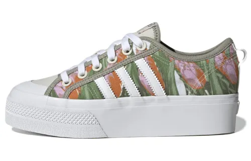 Adidas Originals NIZZA Skateboard Shoes Women's Low Top Orange/Green/White