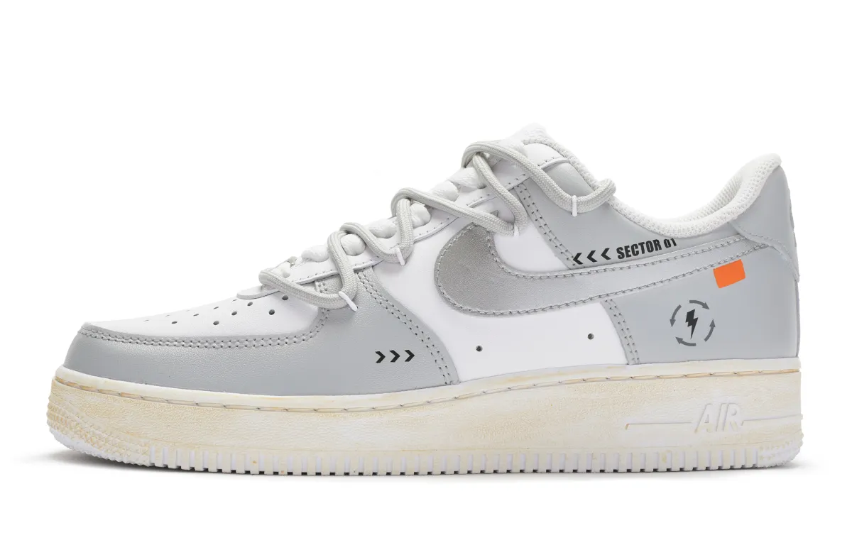 Nike Air Force 1 Skateboard Shoes Women's Silver White Gray