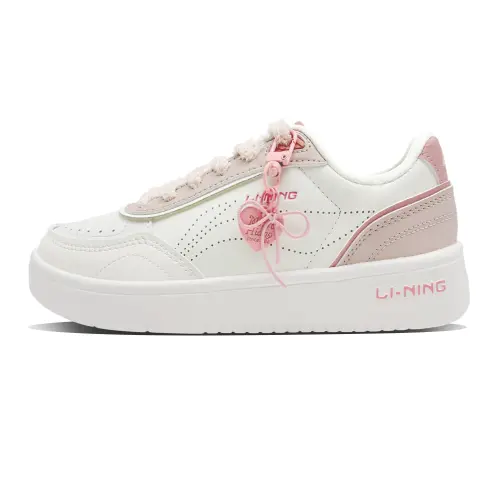 Li Ning Sourdough Abrasion Resistant Lightweight Slip Resistant Low top Skateboard Shoes Women's White Pink