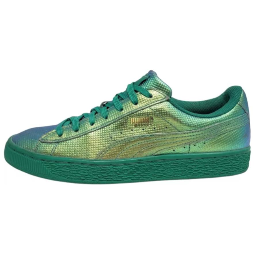 PUMA Basket Skateboard Shoes Men's Low Top Laser Green