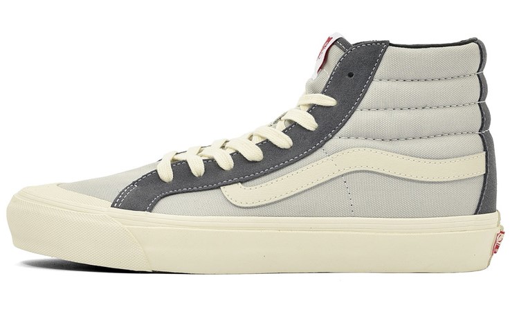 Vans Style 138 LX suede retro casual high-top sneakers for men and women, gray and white