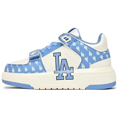 MLB Chunky Liner Basic Los Angeles Dodgers Slip Resistant Abrasion Resistant Mid top Skateboard Shoes Unisex Blue White