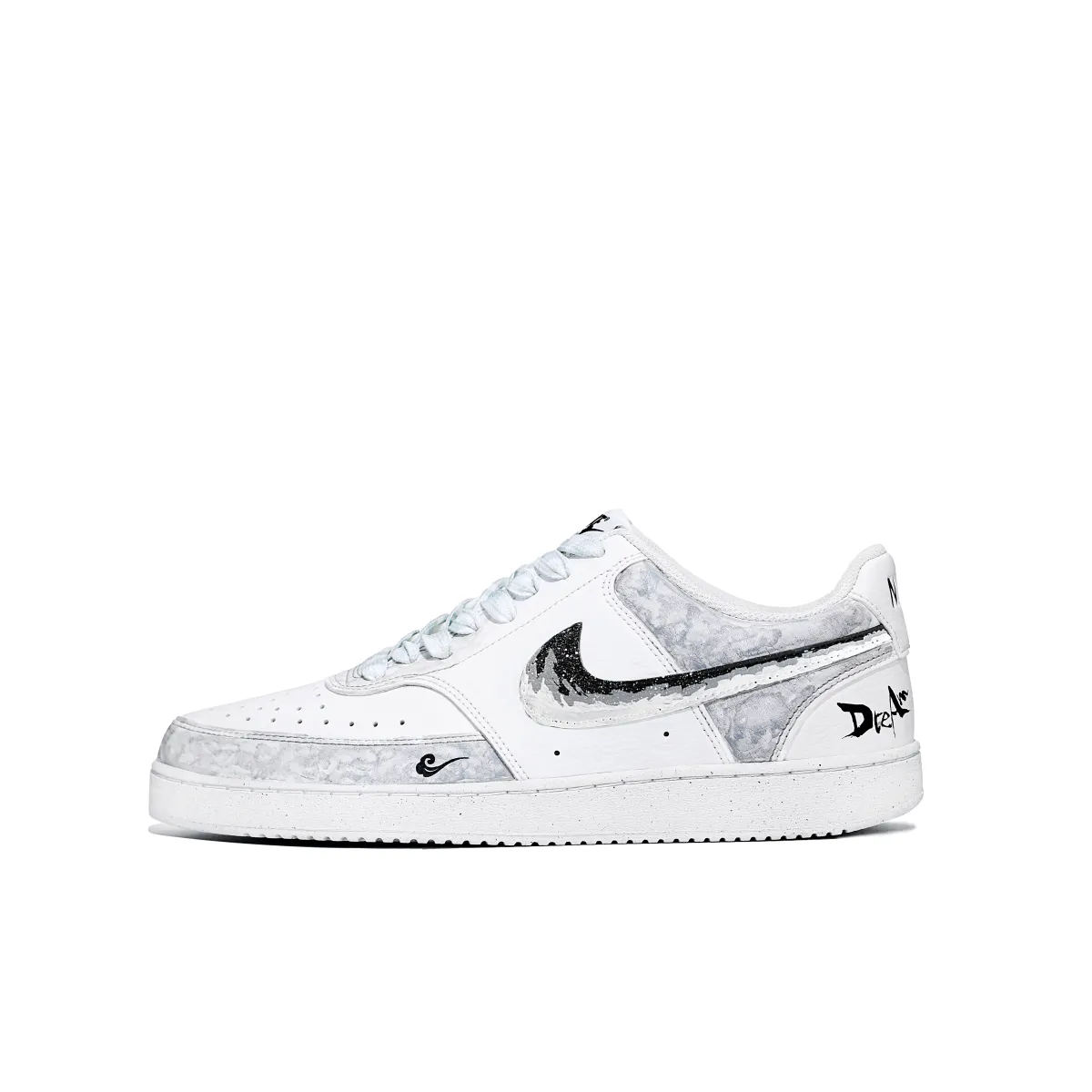 Nike Court Vision 1 Synthetic Leather Abrasion Resistant Low top Skateboard Shoes Men's Gray