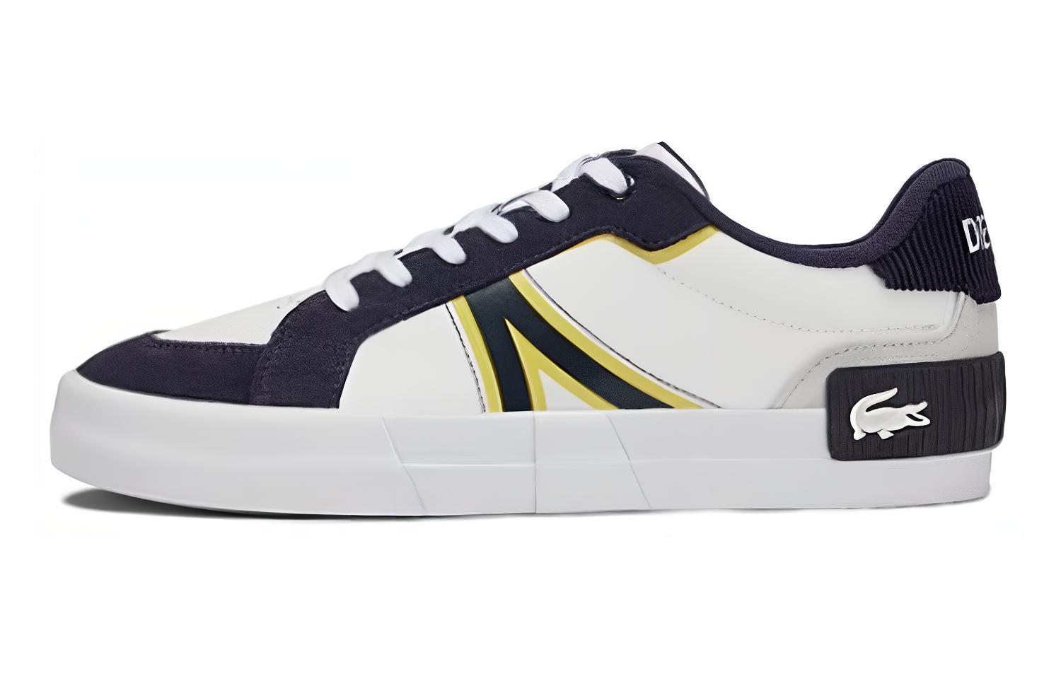 LACOSTE Leather Low top Skateboard Shoes Men's Blue White