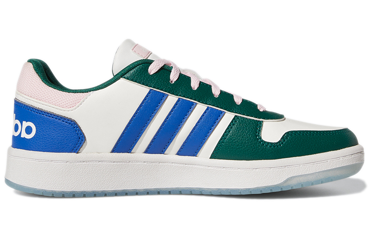Женские кеды adidas Hoops 2.0 (бело-зеленые) — Белый / зелёный — фото 2