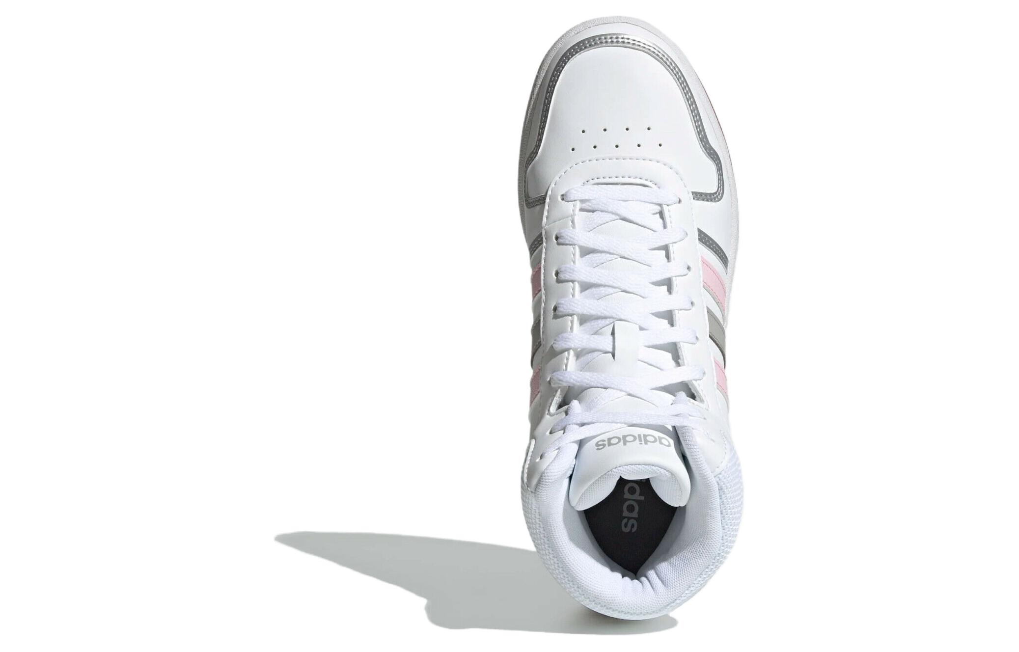 Женские кроссовки adidas neo Hoops 2.0 Mid (бело-розово-серые) — фото 3