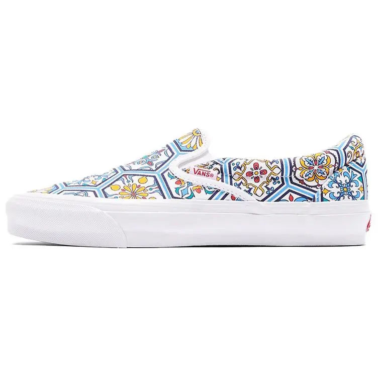 KITH x Vans Comfortable Low top Skateboard Shoes Unisex White Blue Morocco
