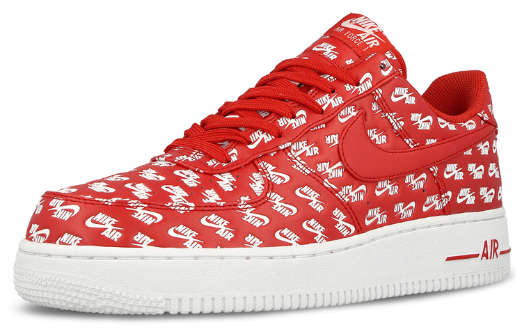 Мужские кроссовки Nike Air Force 1 All Over Logo (красные) — фото 4