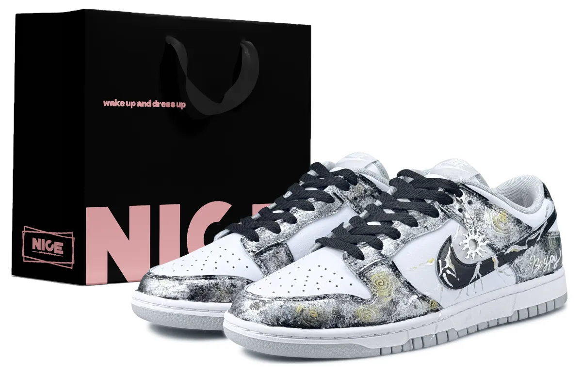 Nike Dunk Abrasion Resistant Abrasion Resistant Low top Skateboard Shoes Men's Black Gray