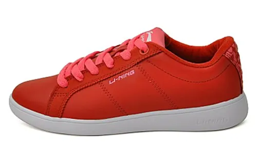 Li Ning Skateboard Shoes Women's Low Top Red/White
