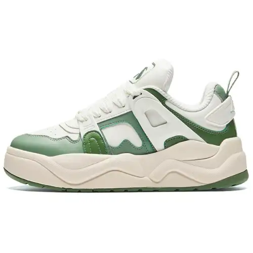 Anta Slip Resistant Abrasion Resistant Low top Skateboard Shoes Women's White Green