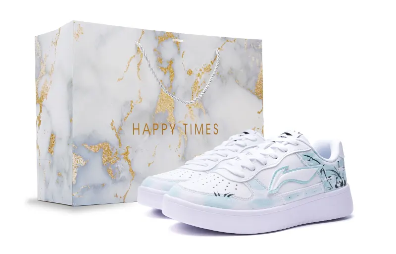 Li Ning Floating Boat Slip Resistant Abrasion Resistant Low top Skateboard Shoes Men's White Blue