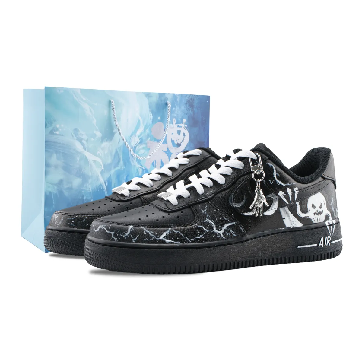 Nike Air Force 1 Heart Pounding Scream Abrasion Resistant Low top Skateboard Shoes Unisex Black White