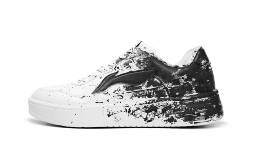Li Ning Slip Resistant Abrasion Resistant Slip Resistant Abrasion Resistant Low top Skateboard Shoes Men's Black White