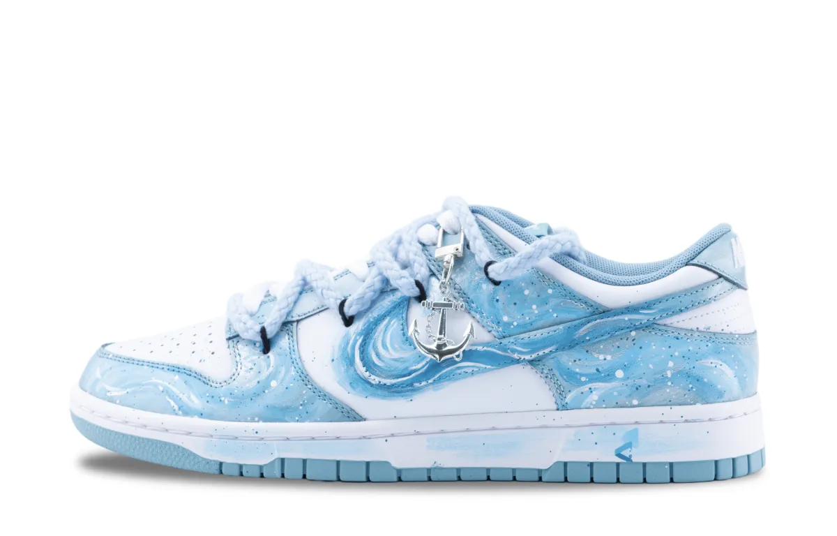Nike Dunk Ocean's Heart Slip Resistant Abrasion Resistant Low top Skateboard Shoes Unisex White Blue