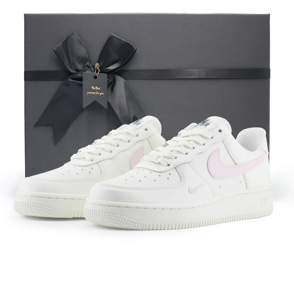 Nike Air Force 1 Double Hook Air Force Abrasion-Resistant Lightweight Low-top Skateboard Shoes Women's White Pink