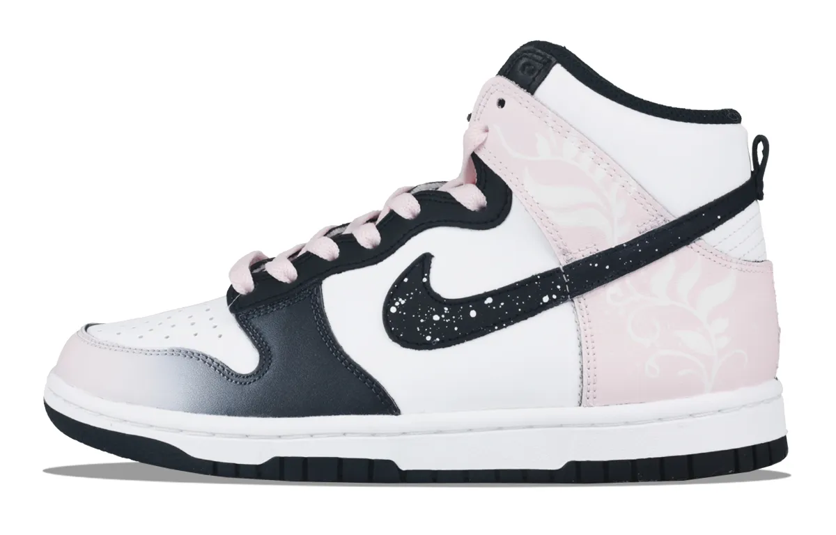 Nike Dunk Delicate Pollen Cow Leather High top Skateboard Shoes Women's Pink White Black