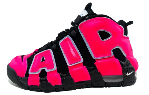 Nike Air More Uptempo Coverage Slip Resistant Mid top Skateboard Shoes GS Black Rose Red
