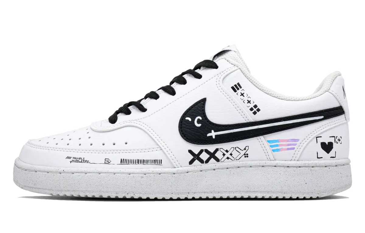 Nike Court Vision Low CSGO Print Collection 2.0 Low top Skateboard Shoes Unisex Black White
