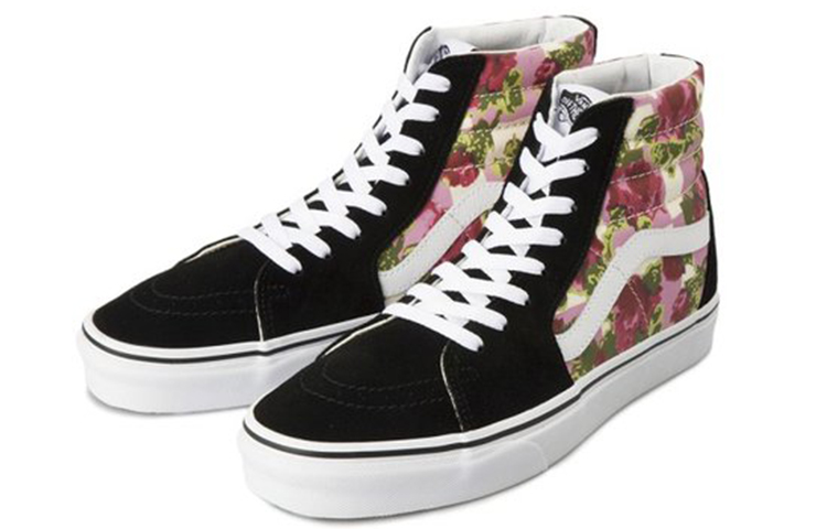 Женские кеды Vans SK8 Romantic Floral (черно-розовые) — фото 3