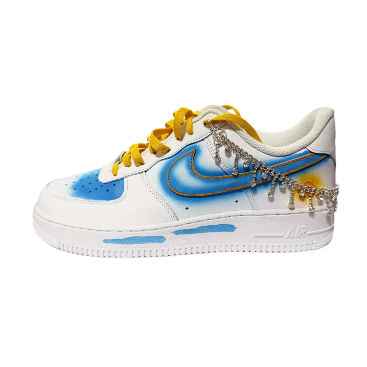 Nike Air Force 1 07 Pikachu Low top Skateboard Shoes Men's White Blue Yellow