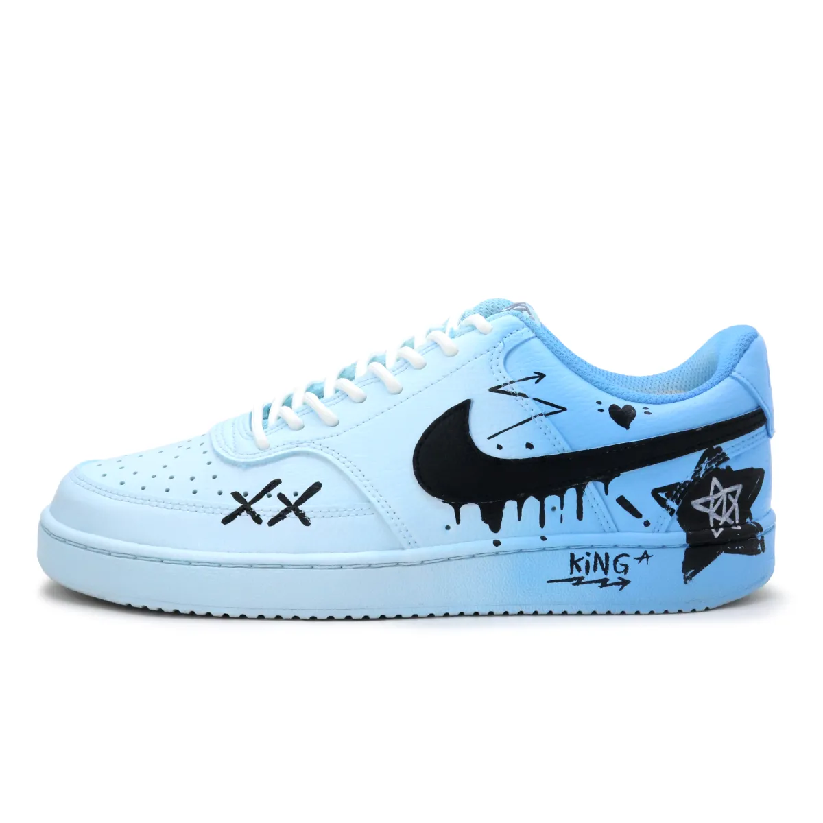 Nike Court Vision 1 Abrasion Resistant Lightweight Breathable Low top Skateboard Shoes Unisex Blue Black