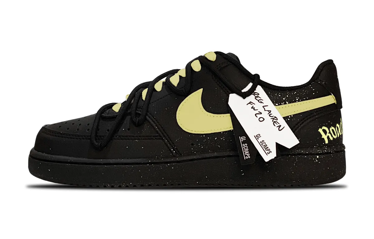 Nike Court Vision Low Slip Resistant Abrasion Resistant Low top Skateboard Shoes Unisex Black Yellow